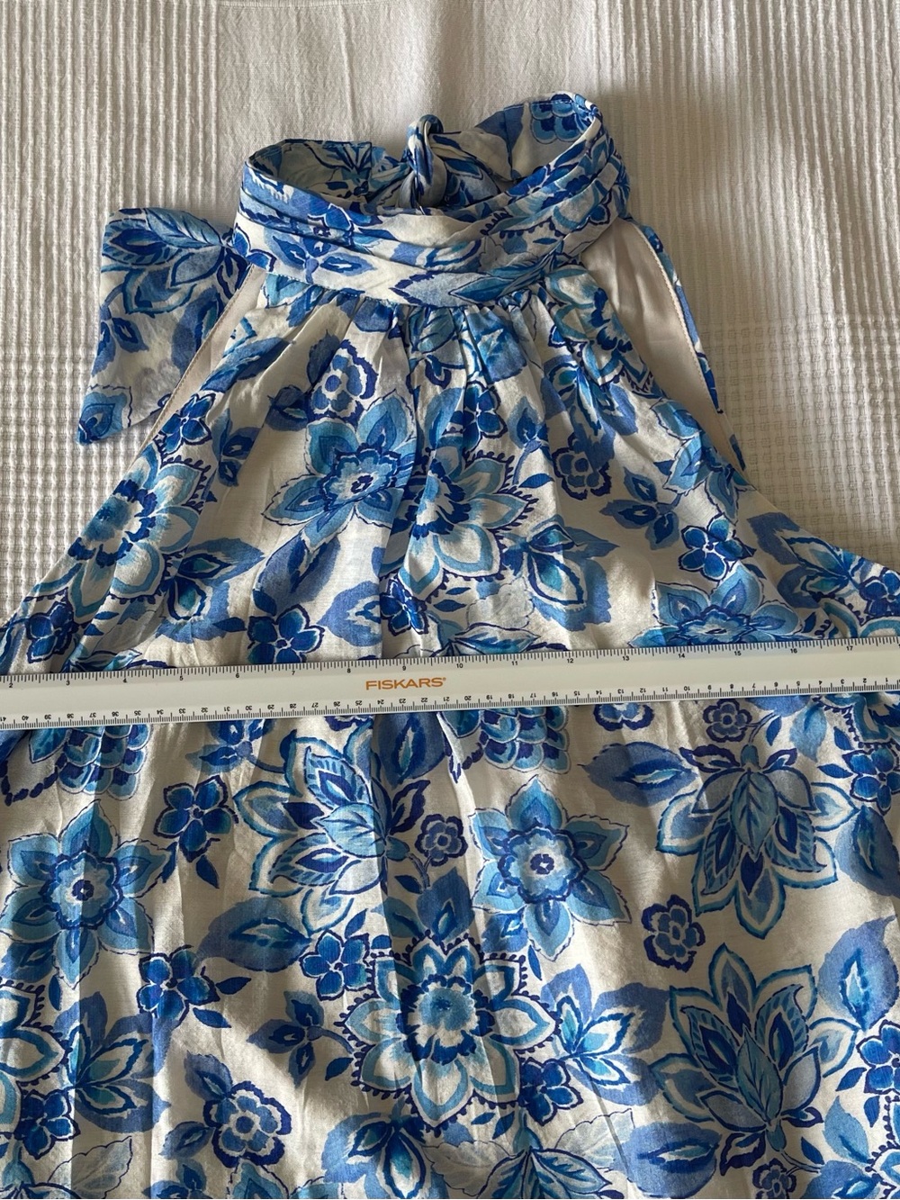 MSK White Dress with Blue Floral Halter Neck - Picture 12 of 13